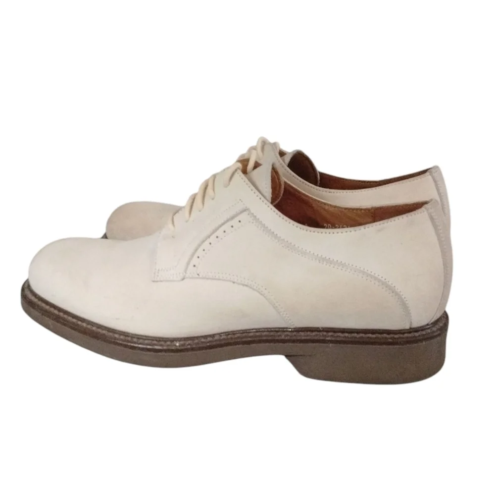 Johnston & Murphy Cream Oxfords Classic Lace Up Leather Shoe Size 9 M